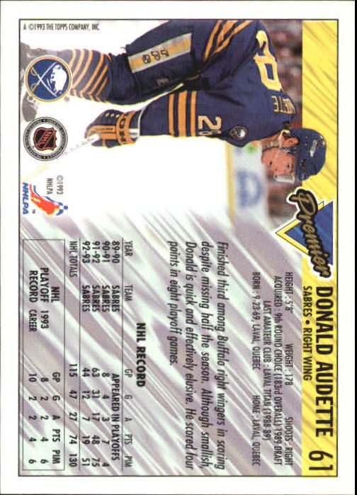 A0530- 1993-94 Topps Premier Hk #s 1-250 +Rookies -You Pick- 15+ FREE US SHIP - Picture 114 of 459