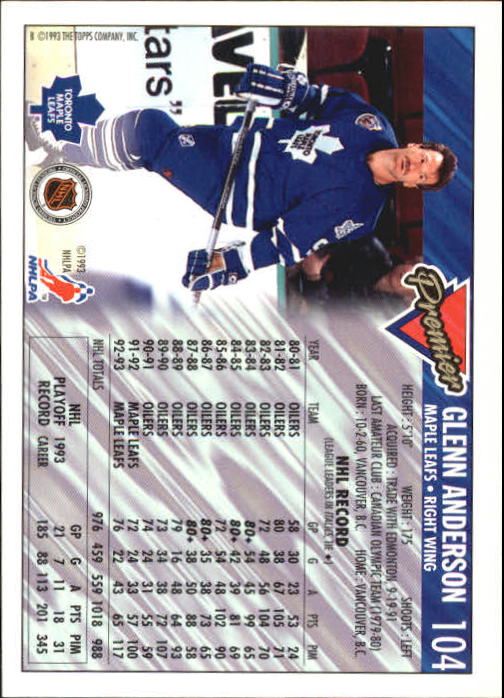 A0530- 1993-94 Topps Premier Hk #s 1-250 +Rookies -You Pick- 15+ FREE US SHIP - Picture 193 of 459