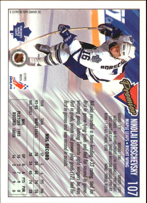 A0530- 1993-94 Topps Premier Hk #s 1-250 +Rookies -You Pick- 15+ FREE US SHIP - Picture 199 of 459