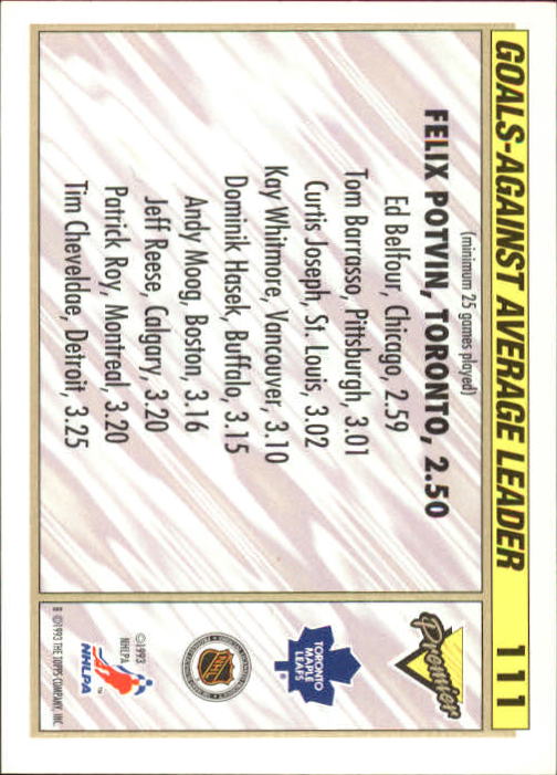 A0530- 1993-94 Topps Premier Hk #s 1-250 +Rookies -You Pick- 15+ FREE US SHIP - Picture 206 of 459