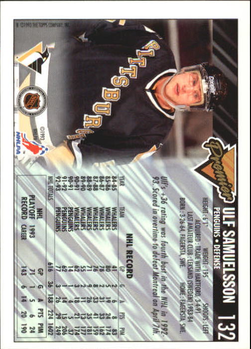 1993-94 Topps Premier #132 Ulf Samuelsson back image