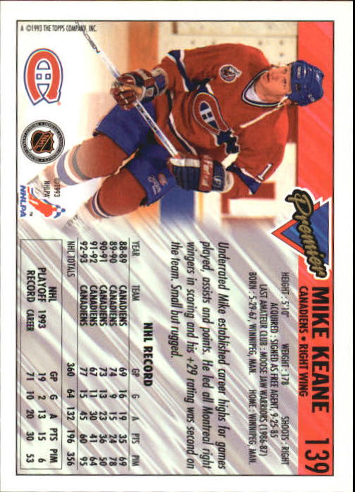 A0530- 1993-94 Topps Premier Hk #s 1-250 +Rookies -You Pick- 15+ FREE US SHIP - Picture 259 of 459