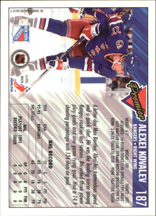 A0530- 1993-94 Topps Premier Hk #s 1-250 +Rookies -You Pick- 15+ FREE US SHIP - Picture 348 of 459