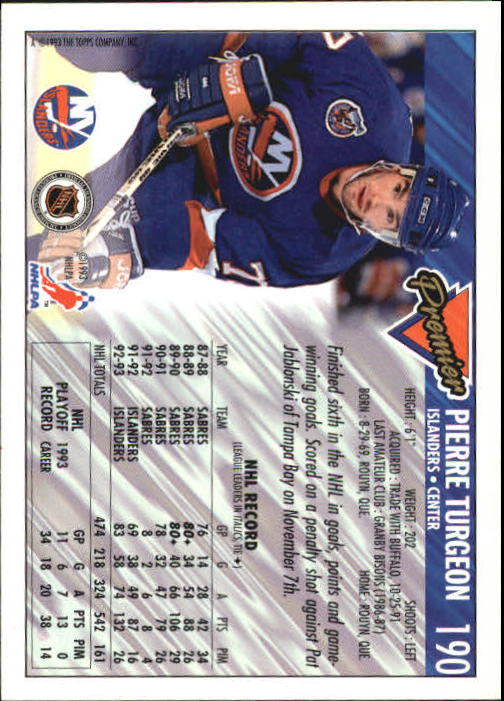 A0530- 1993-94 Topps Premier Hk #s 1-250 +Rookies -You Pick- 15+ FREE US SHIP - Picture 354 of 459