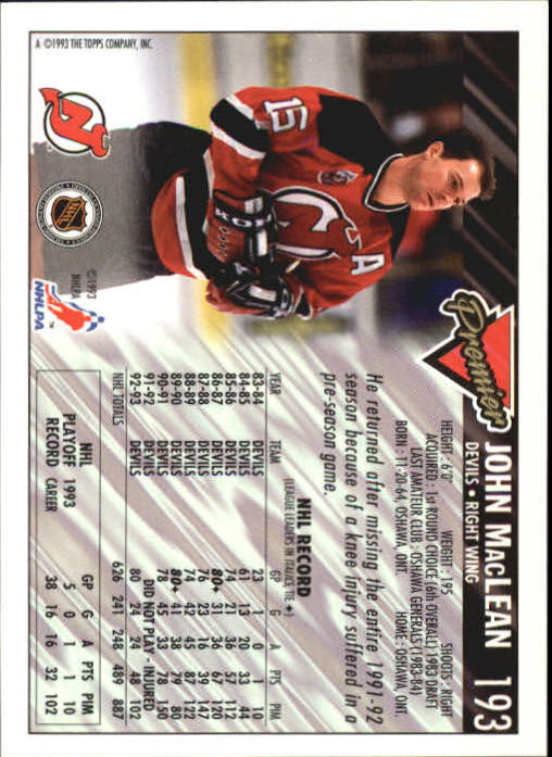A0530- 1993-94 Topps Premier Hk #s 1-250 +Rookies -You Pick- 15+ FREE US SHIP - Picture 360 of 459