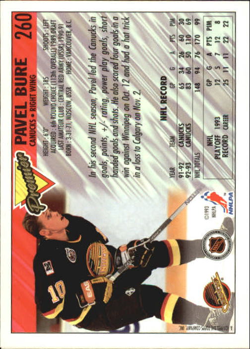 1993-94 Topps Premier #260 Pavel Bure back image