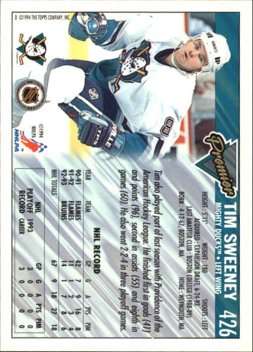 A0530- 1993-94 Topps Premier Hk Card #s 251-500 -You Pick- 15+ FREE US SHIP - Picture 266 of 374