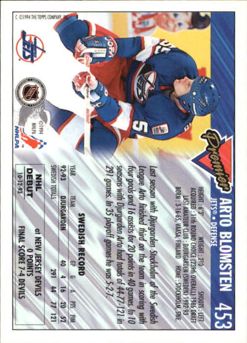 A0530- 1993-94 Topps Premier Hk Card #s 251-500 -You Pick- 15+ FREE US SHIP - Picture 306 of 374