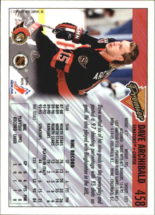 A0530- 1993-94 Topps Premier Hk Card #s 251-500 -You Pick- 15+ FREE US SHIP - Picture 316 of 374