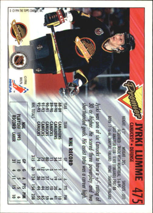 A0530- 1993-94 Topps Premier Hk Card #s 251-500 -You Pick- 15+ FREE US SHIP - Picture 340 of 374