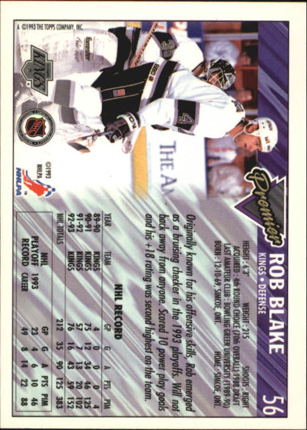 1993-94 Topps Premier Gold #56 Rob Blake back image