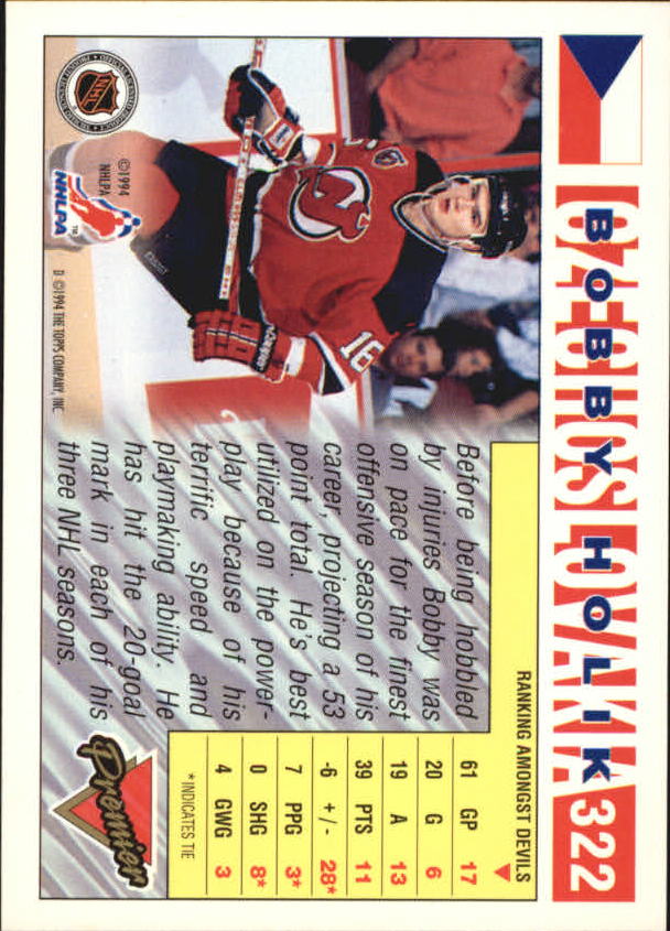 1993-94 Topps Premier Gold #322 Bobby Holik back image