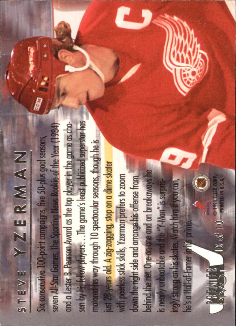 1993-94 Ultra Premier Pivots #10 Steve Yzerman back image