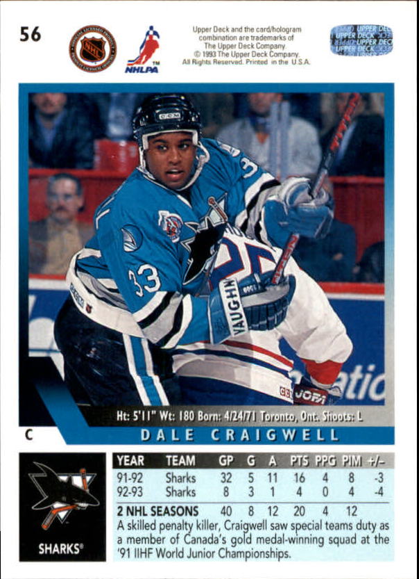 A0113- 1993-94 Upper Deck Hk Cards 1-200 +Rookies -You Pick- 15+ FREE US SHIP - Picture 105 of 367