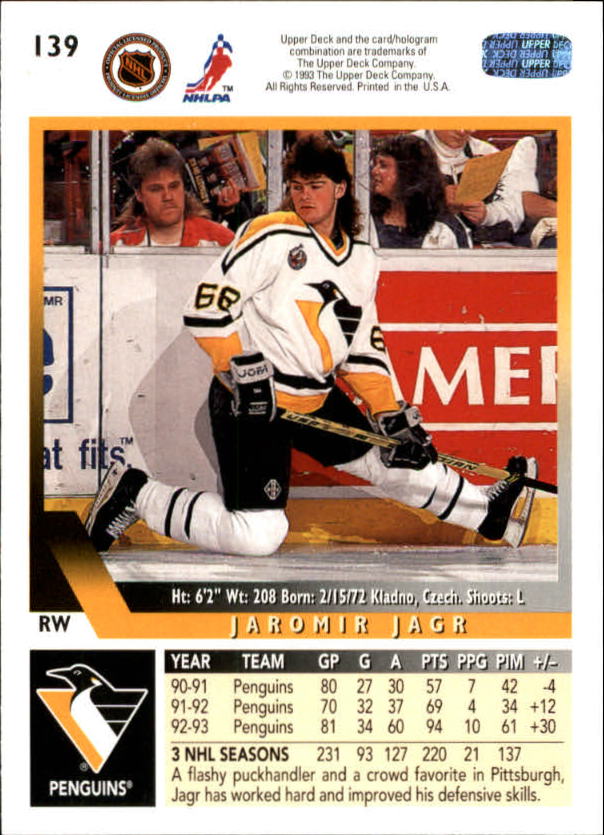 Hockey Card Jaromir Jagr Pittsburgh Penguins 1993-94 Upper Deck # 139 Mint