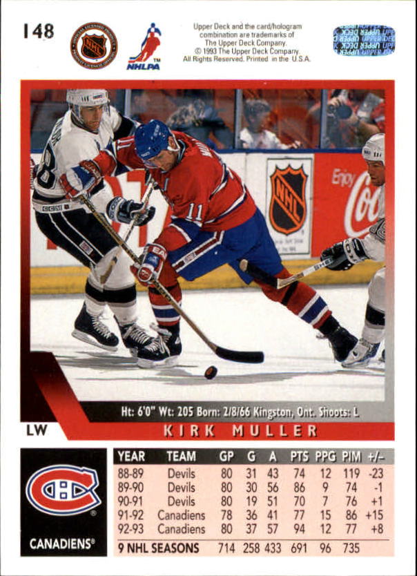 A0113- 1993-94 Upper Deck Hk Cards 1-200 +Rookies -You Pick- 15+ FREE US SHIP - Picture 271 of 367