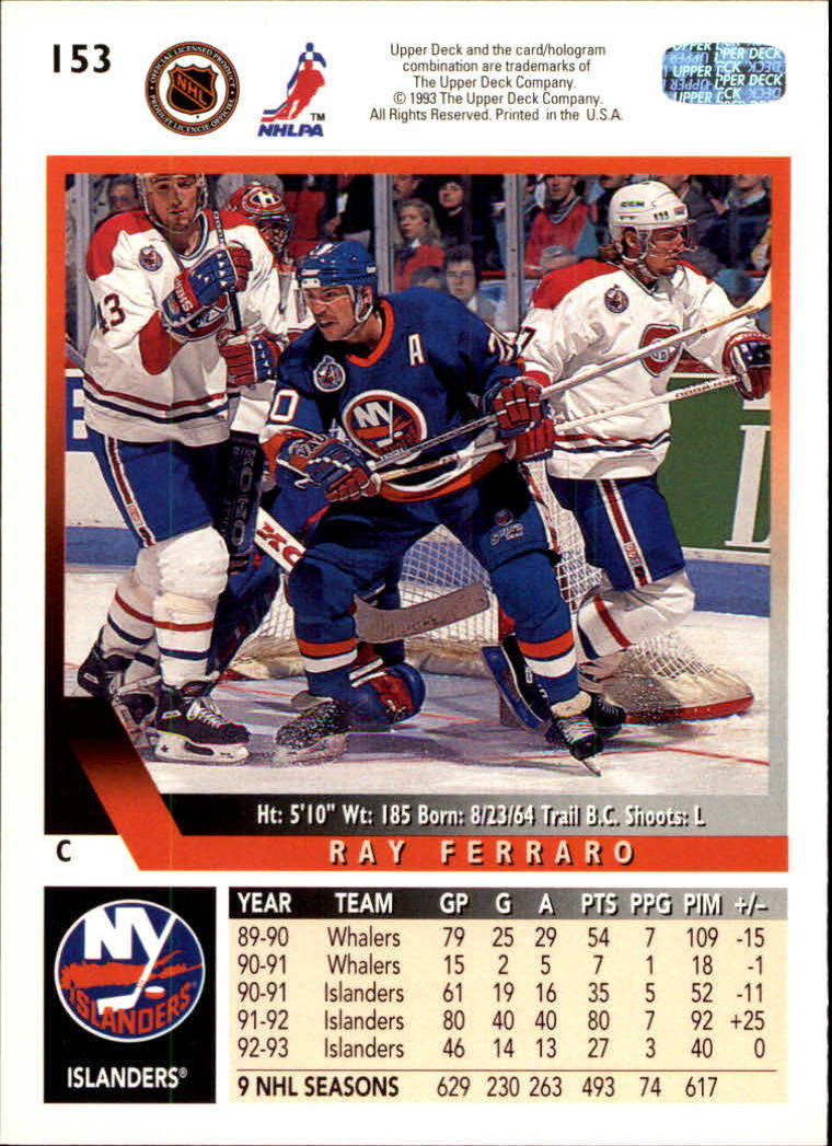 A0113- 1993-94 Upper Deck Hk Cards 1-200 +Rookies -You Pick- 15+ FREE US SHIP - Picture 281 of 367