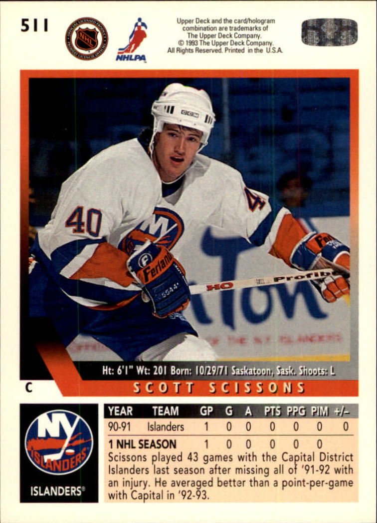 1993-94 Upper Deck #511 Scott Scissons - NM-MT - The Stadium | Beckett ...