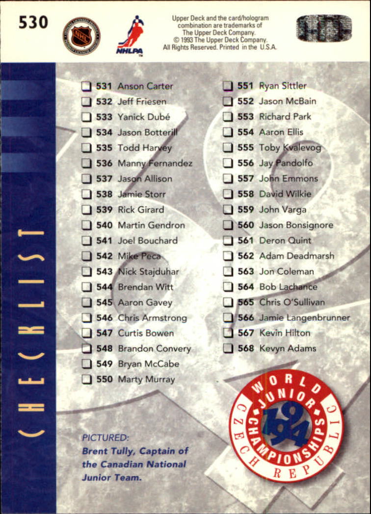 A0113- 1993-94 Upper Deck Hk Cards 401-575 +Inserts -You Pick- 15+ FREE US SHIP - Picture 255 of 349