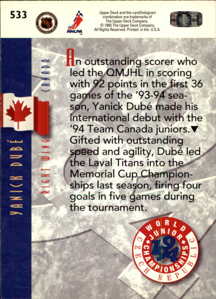 A0113- 1993-94 Upper Deck Hk Cards 401-575 +Inserts -You Pick- 15+ FREE US SHIP - Picture 261 of 349