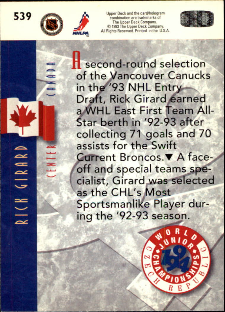 A0113- 1993-94 Upper Deck Hk Cards 401-575 +Inserts -You Pick- 15+ FREE US SHIP - Picture 273 of 349