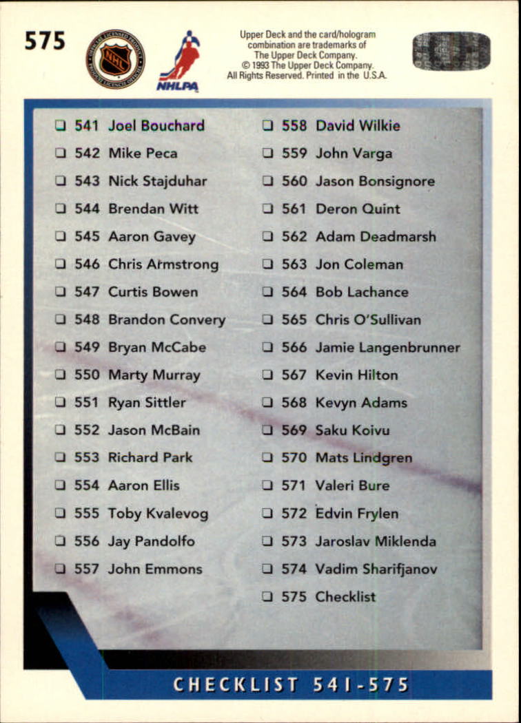 A0113- 1993-94 Upper Deck Hk Cards 401-575 +Inserts -You Pick- 15+ FREE US SHIP - Picture 345 of 349