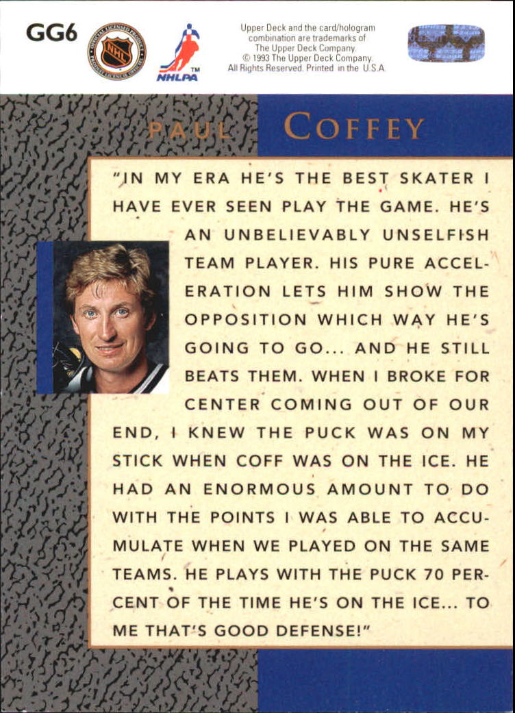1993-94 Upper Deck Gretzky's Great Ones #GG6 Paul Coffey back image
