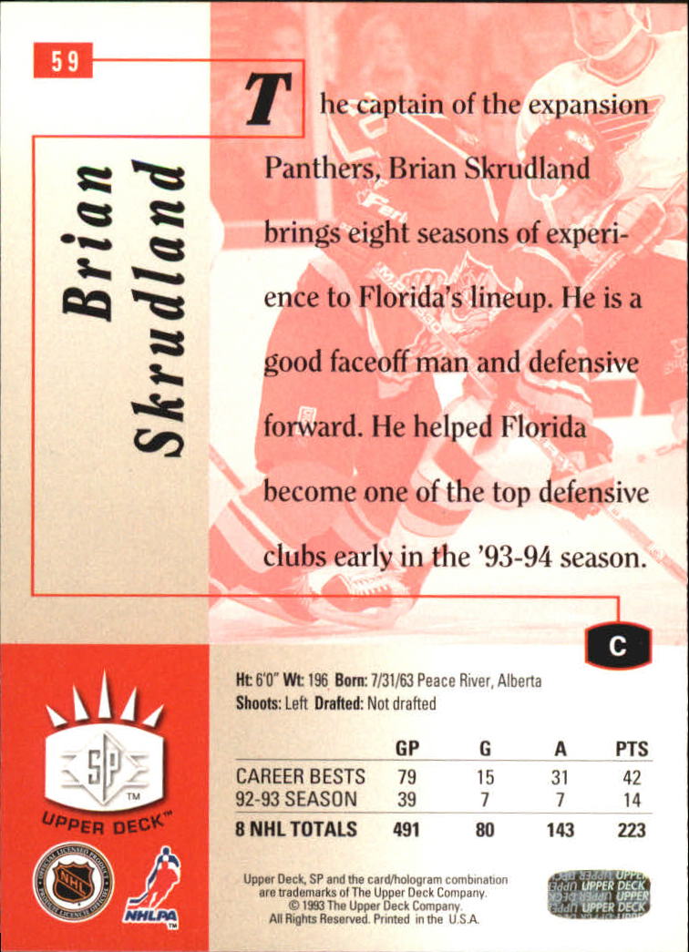 1993-94 Upper Deck SP Inserts #59 Brian Skrudland back image