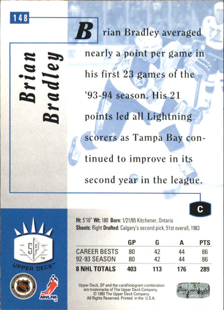 1993-94 Upper Deck SP Inserts #148 Brian Bradley back image