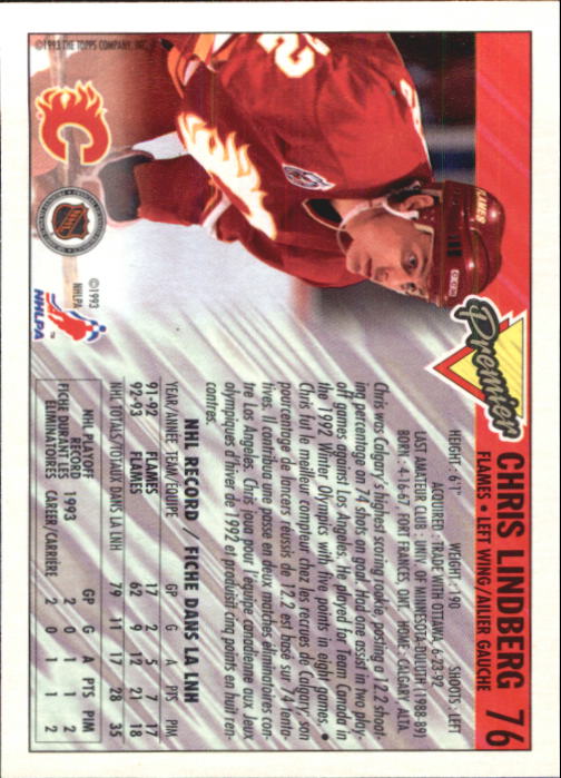 1993-94 OPC Premier #76 Chris Lindberg back image