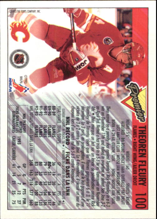 1993-94 OPC Premier #100 Theo Fleury back image