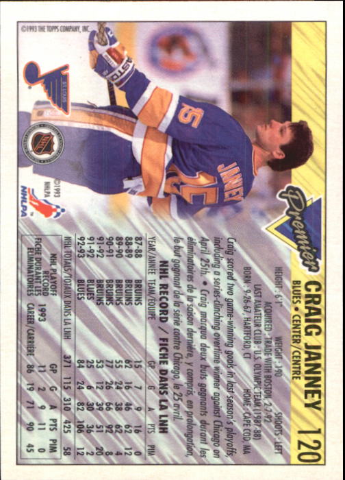 1993-94 OPC Premier #120 Craig Janney back image