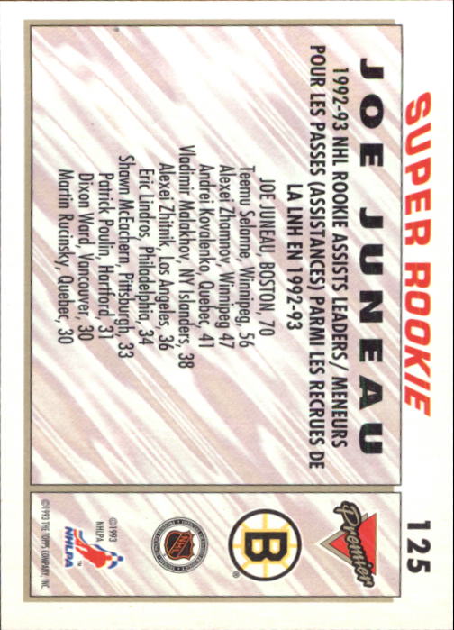 1993-94 OPC Premier #125 Joe Juneau SR back image