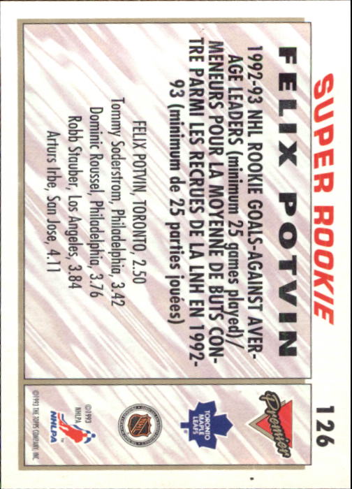 1993-94 OPC Premier #126 Felix Potvin SR