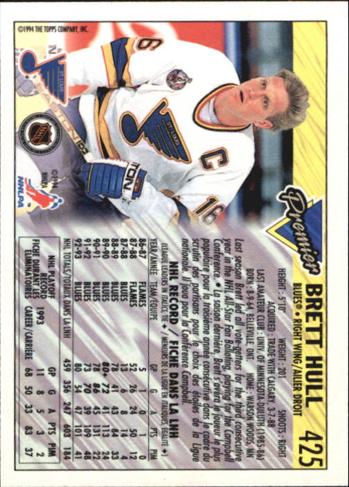 1993-94 OPC Premier #425 Brett Hull back image