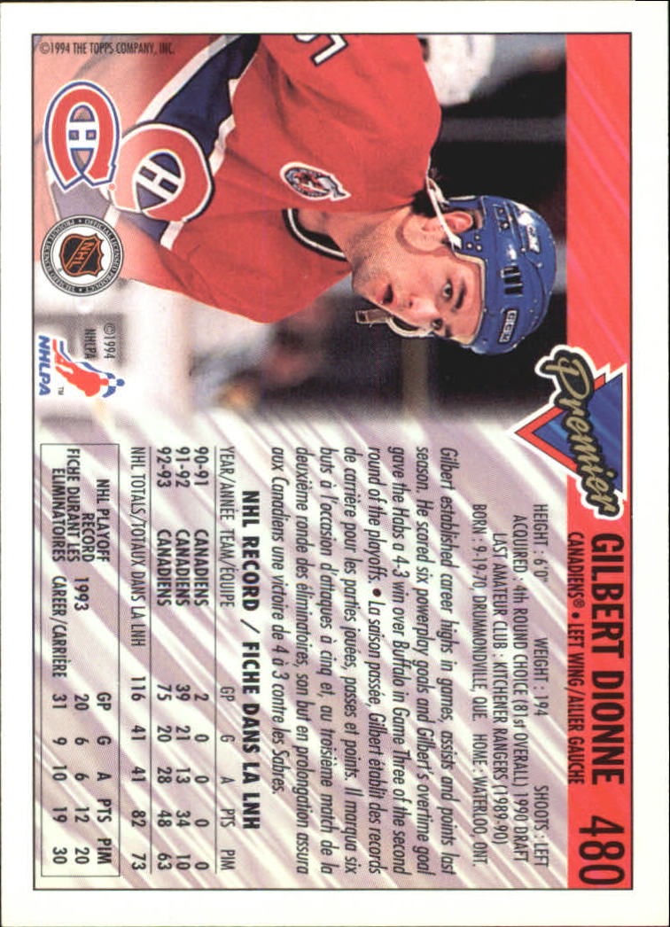B1109- 1993-94 OPC Premier Hockey Card #s 401-528 -You Pick- 15+ FREE US SHIP - Picture 93 of 142