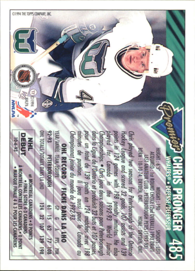 B1109- 1993-94 OPC Premier Hockey Card #s 401-528 -You Pick- 15+ FREE US SHIP - Picture 101 of 142