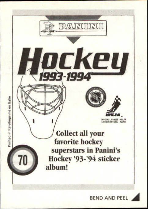 1993-94 Panini Stickers #70 Owen Nolan back image
