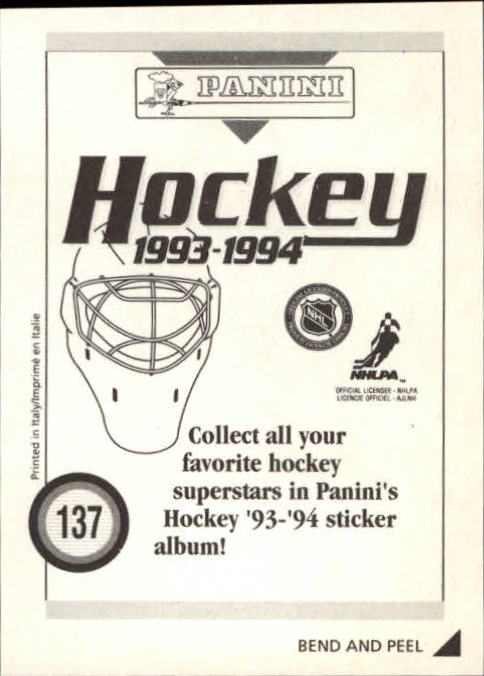 1993-94 Panini Stickers #137 Pat LaFontaine BB back image
