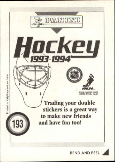 1993-94 Panini Stickers #193 Keith Tkachuk back image