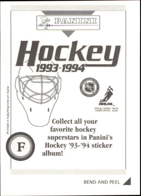 1993-94 Panini Stickers #F Pierre Turgeon back image