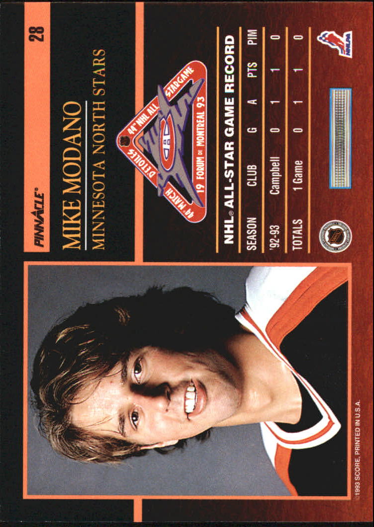 1993-94 Pinnacle All-Stars Canadian #28 Mike Modano back image