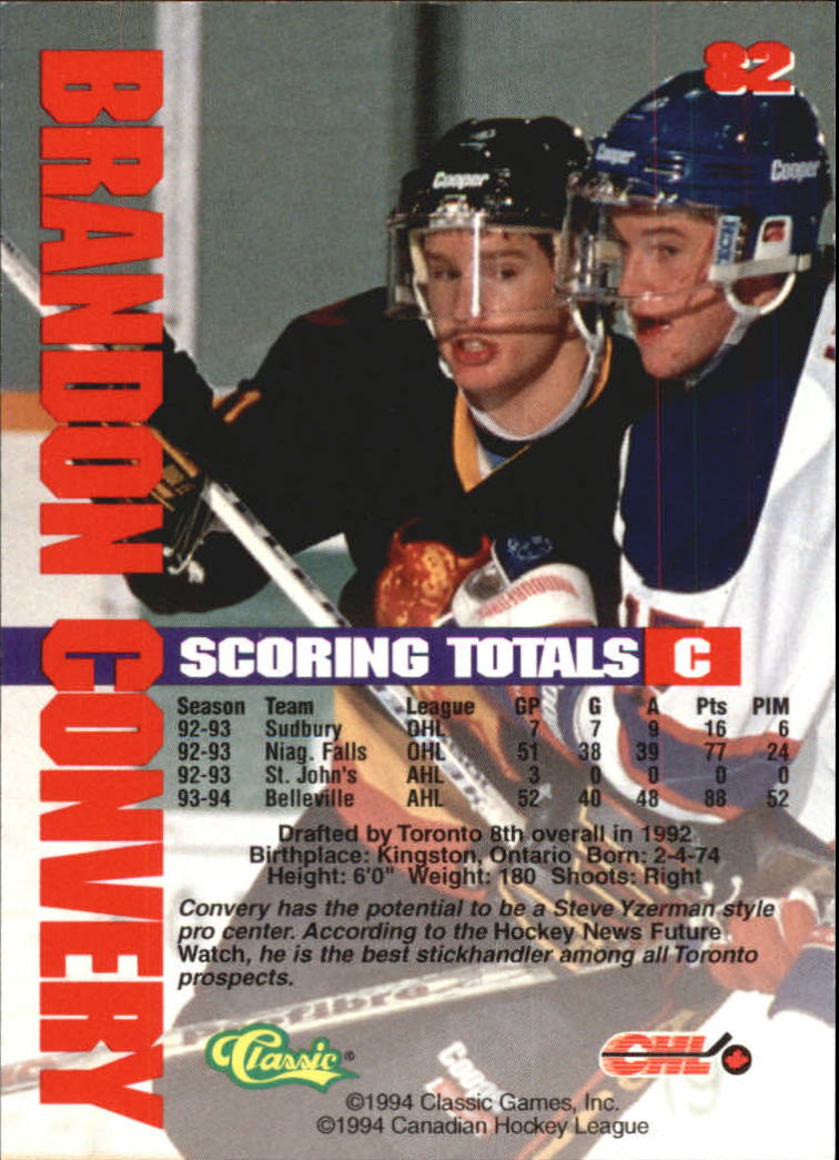 B1180 - 1994 Classic Hockey verschiedene Einsteckkarten - Ihre Auswahl - 15+ KOSTENLOSER US-VERSAND - Bild 145 von 257