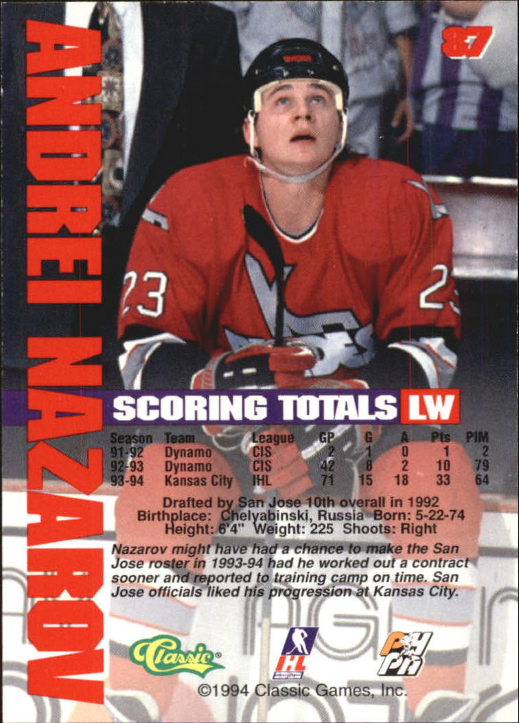 B1180 - 1994 Classic Hockey verschiedene Einsteckkarten - Ihre Auswahl - 15+ KOSTENLOSER US-VERSAND - Bild 154 von 257