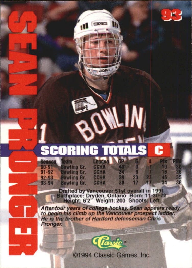 B1180 - 1994 Classic Hockey verschiedene Einsteckkarten - Ihre Auswahl - 15+ KOSTENLOSER US-VERSAND - Bild 165 von 257