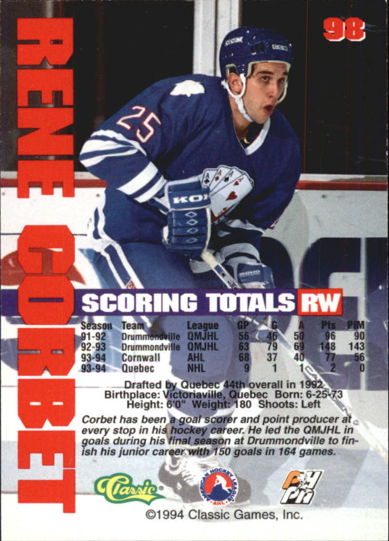 B1180 - 1994 Classic Hockey verschiedene Einsteckkarten - Ihre Auswahl - 15+ KOSTENLOSER US-VERSAND - Bild 167 von 257