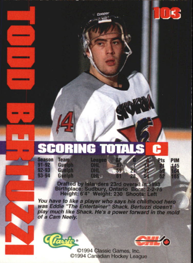 B1180 - 1994 Classic Hockey verschiedene Einsteckkarten - Ihre Auswahl - 15+ KOSTENLOSER US-VERSAND - Bild 175 von 257