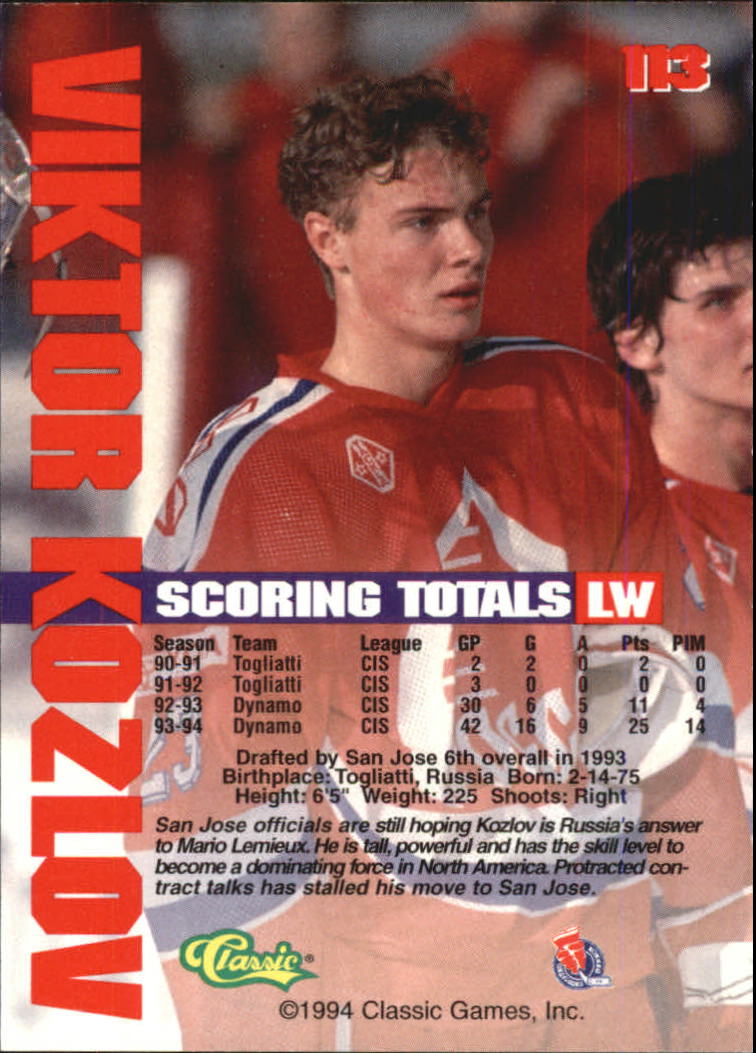 B1180 - 1994 Classic Hockey verschiedene Einsteckkarten - Ihre Auswahl - 15+ KOSTENLOSER US-VERSAND - Bild 188 von 257