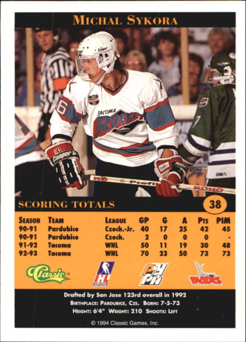 1994 Classic Pro Prospects #38 Michal Sykora back image