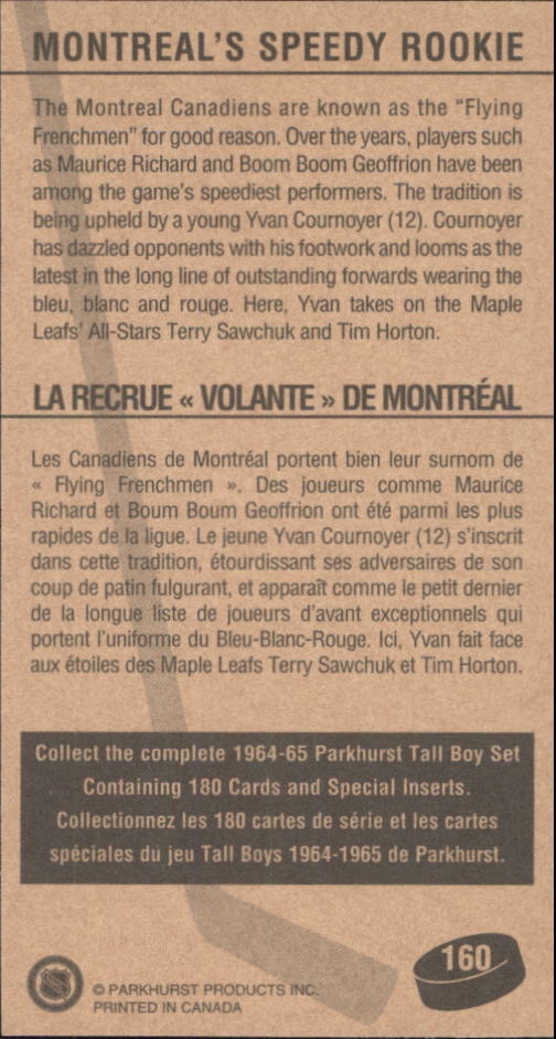 1994 Parkhurst Tall Boys #160 Montreal's Speedy/Rookie back image